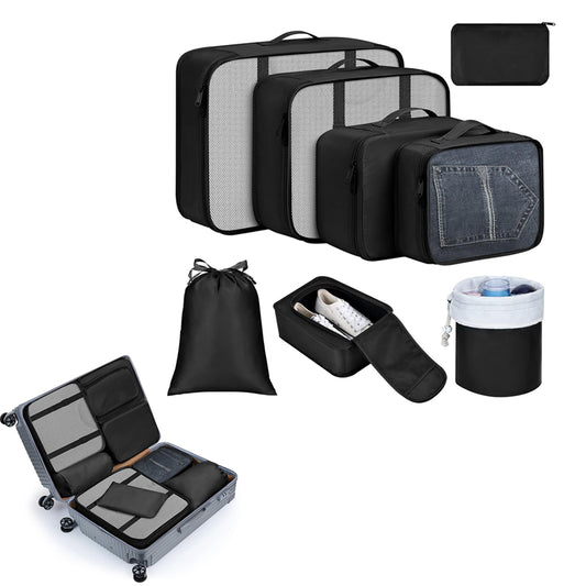 8Pcs Packing Cubes for Travel Lightweight Luggage Organizers - Black