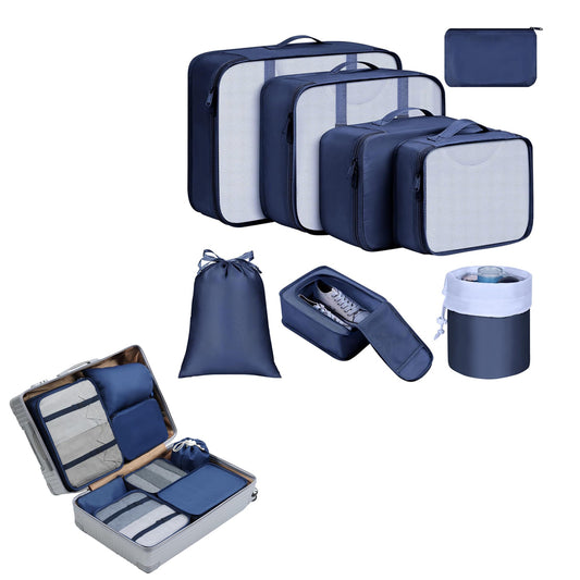 8Pcs Packing Cubes for Travel Lightweight Luggage Organizers - Blue