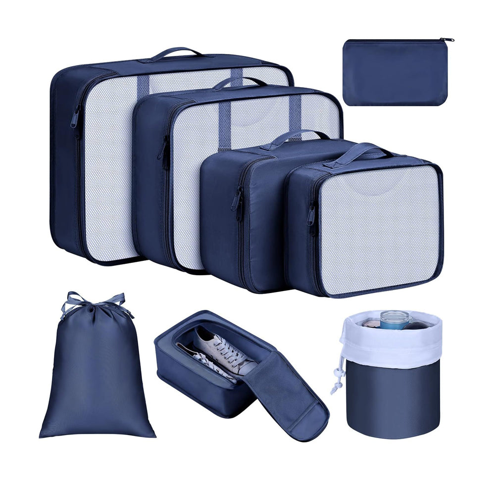8Pcs Packing Cubes for Travel Lightweight Luggage Organizers - Blue