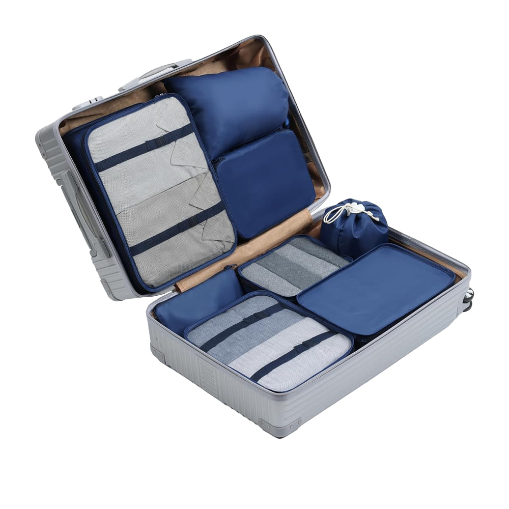 8Pcs Packing Cubes for Travel Lightweight Luggage Organizers - Blue