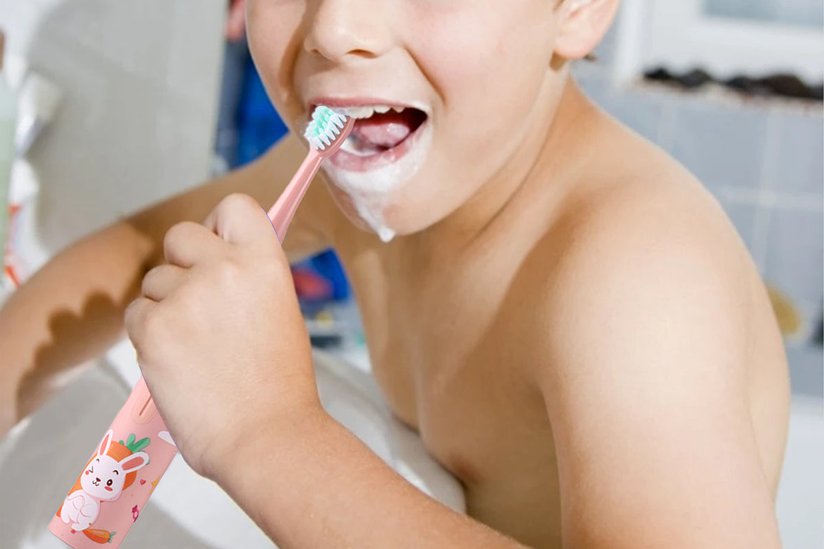 Kids Cartoon Electric Toothbrush Rechargeable Speed Control Toothbrush with 6 Replacement Heads