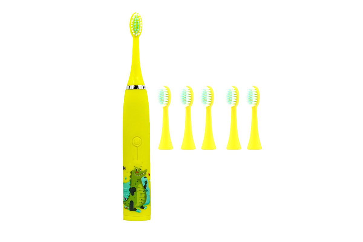 Kids Cartoon Electric Toothbrush Rechargeable Speed Control Toothbrush with 6 Replacement Heads
