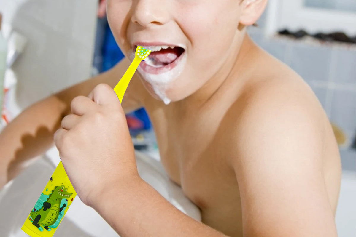 Kids Cartoon Electric Toothbrush Rechargeable Speed Control Toothbrush with 6 Replacement Heads