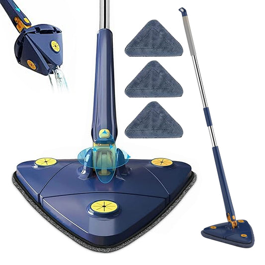 360 Degree Rotatable Triangle Cleaning Mop with 3 Cleaning Pads