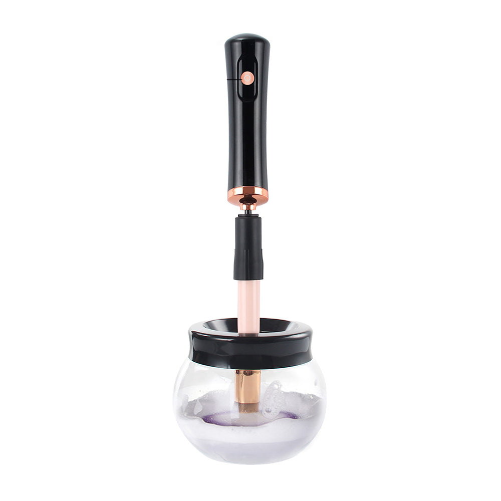 Electric Makeup Brush Cleaner and Dryer Machine with 8 Silicone Collars - Black