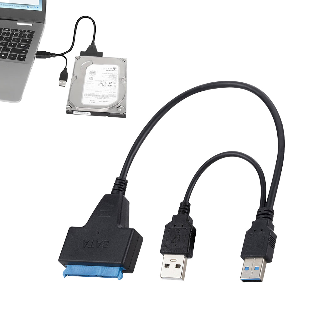 USB 3.0 to SATA Hard Drive Adapter Cable for 2.5/3.5 inch SSD and HDD Dual USB
