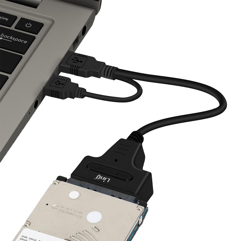 2Pcs USB 3.0 to SATA Hard Drive Adapter Cable for 2.5/3.5 inch SSD HDD Dual USB