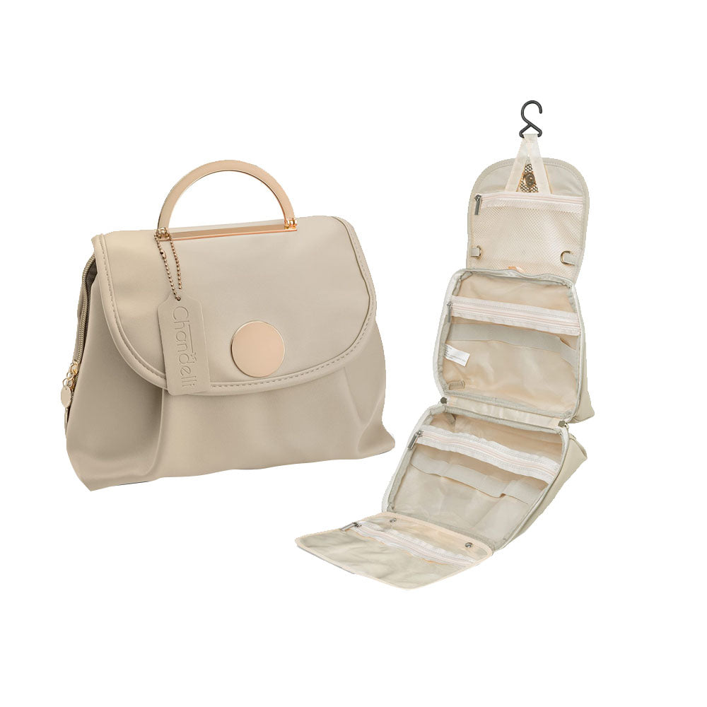 Large Capacity Water-resistant Toiletry Bag Travel Bag with Hanging Hook - Beige