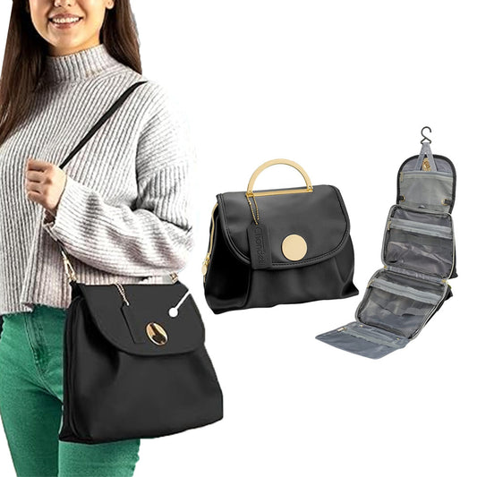 Large Capacity Water-resistant Toiletry Bag Travel Bag with Hanging Hook - Black