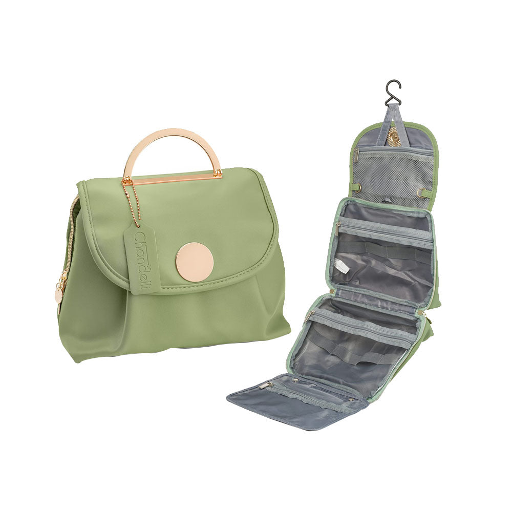 Large Capacity Water-resistant Toiletry Bag Travel Bag with Hanging Hook - Green