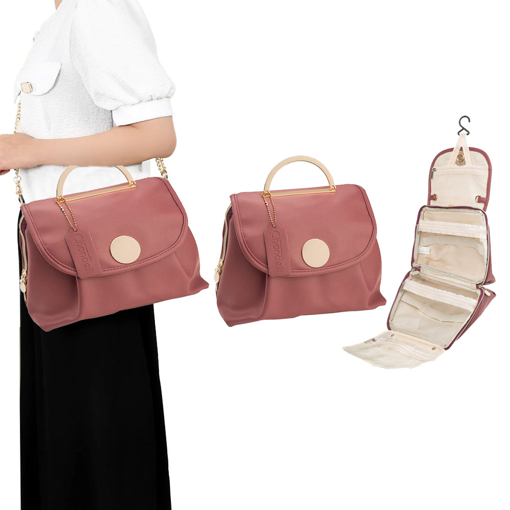 Large Capacity Water-resistant Toiletry Bag Travel Bag with Hanging Hook - Red