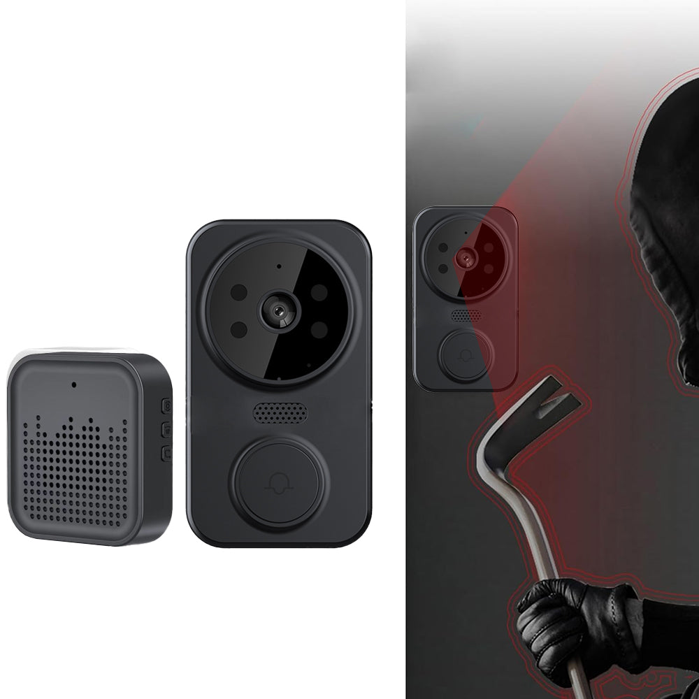 Wireless Smart Video Doorbell Infrared Night 2 Way Voice Doorbell Black
