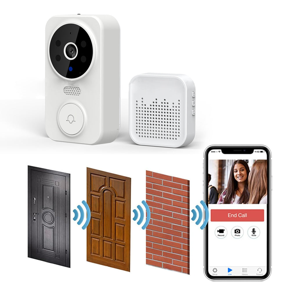Wireless Smart Video Doorbell Infrared Night 2 Way Voice Doorbell White