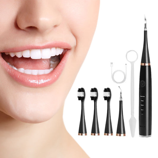 6 in 1 Electric Ultrasonic Dental Calculus Remover Teeth Cleaner Black
