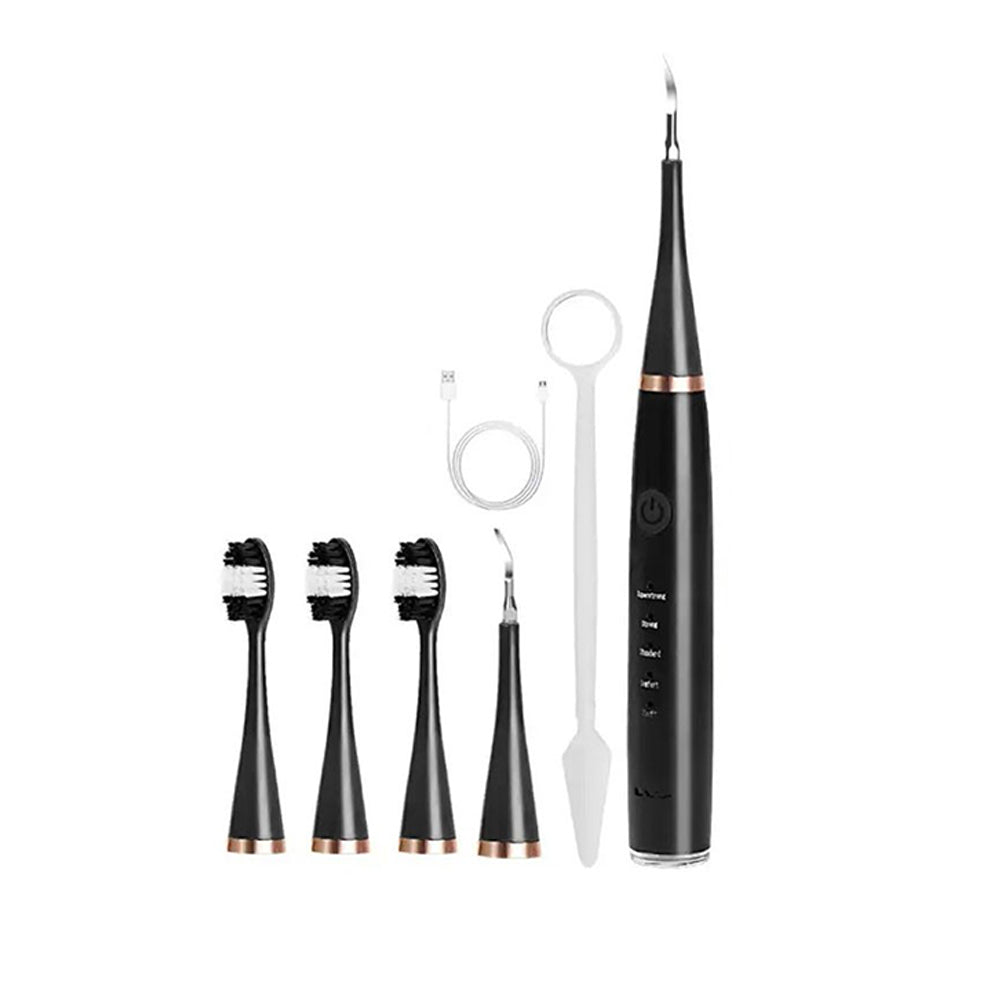 6 in 1 Electric Ultrasonic Dental Calculus Remover Teeth Cleaner Black