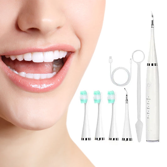 6 in 1 Electric Ultrasonic Dental Calculus Remover Teeth Cleaner White