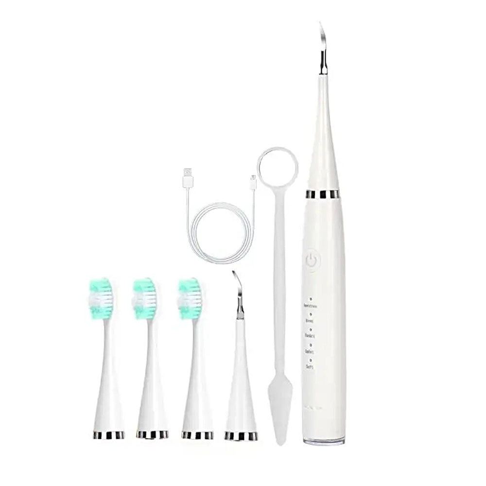 6 in 1 Electric Ultrasonic Dental Calculus Remover Teeth Cleaner White