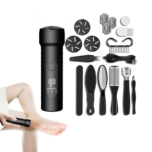 10Pcs Rechargeable Foot Callus Remover Water-Resistant Foot File Pedicure -Black