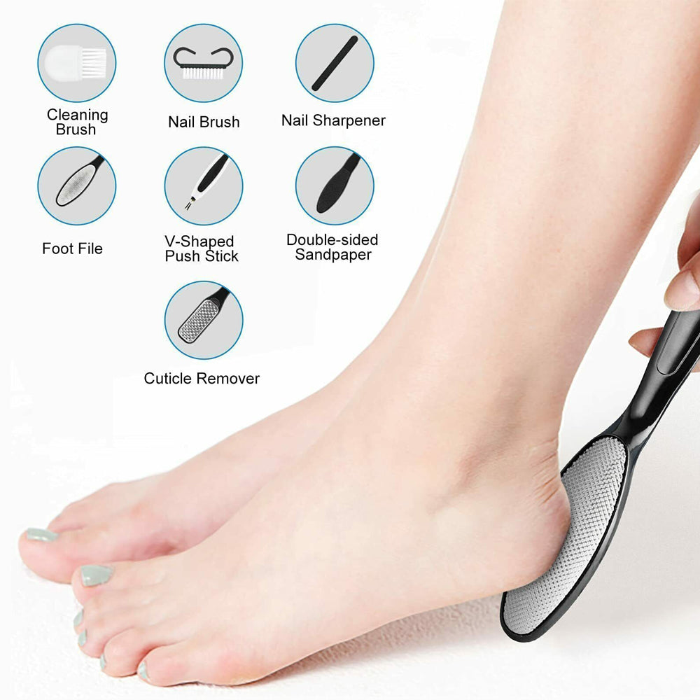 10Pcs Rechargeable Foot Callus Remover Water-Resistant Foot File Pedicure -Black