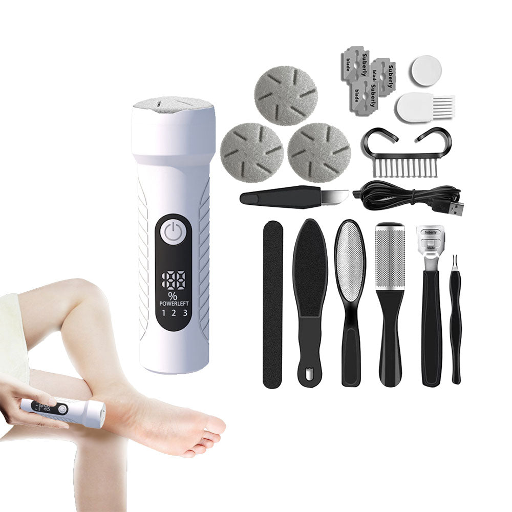 10Pcs Rechargeable Foot Callus Remover Water-Resistant Foot File Pedicure -White