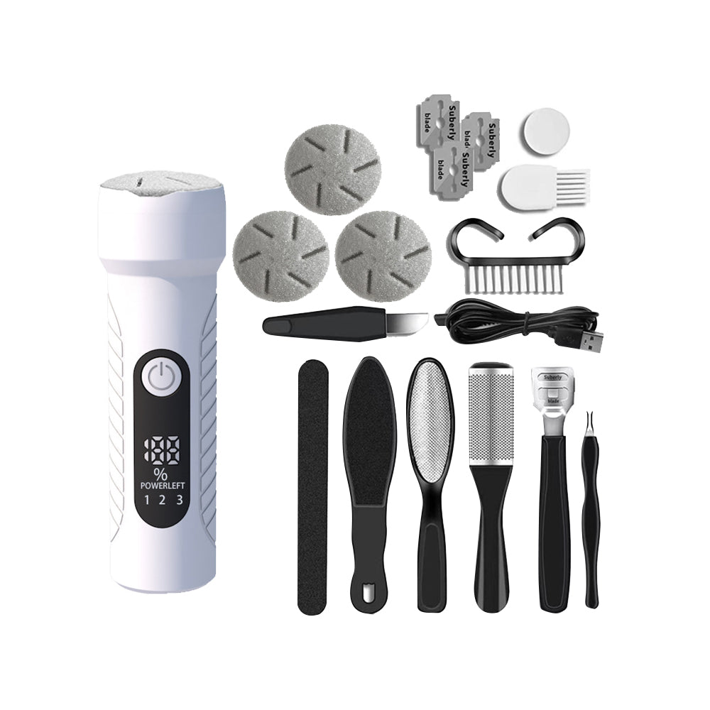 10Pcs Rechargeable Foot Callus Remover Water-Resistant Foot File Pedicure -White