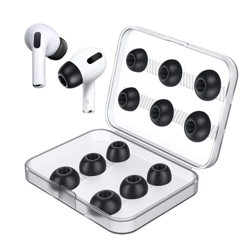6 Pairs Replacement Ear Tips for AirPods Pro Memory Foam Ear Buds Black