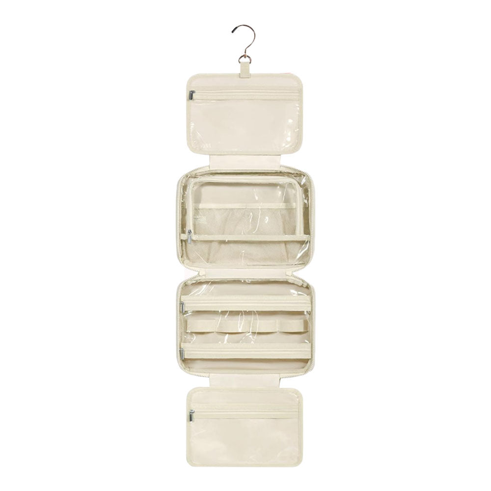 Travel Toiletry Bag Makeup Bag Cosmetic Organizer with Jewelry Organizer - Beige