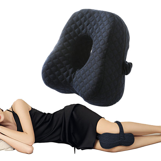 Knee Pillow Memory Foam Leg Pillow with Straps Side Sleeping - Dark Blue