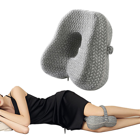 Knee Pillow Memory Foam Leg Pillow with Straps Side Sleeping Leg Pillow - Grey