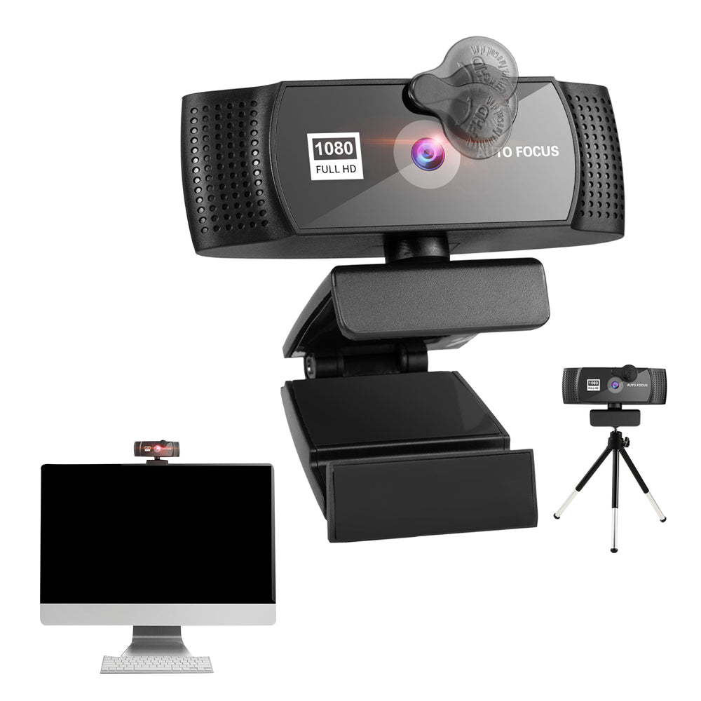 1080P HD Webcam Web Camera with Dual Noise-Cancelling Microphones Tripod Stand