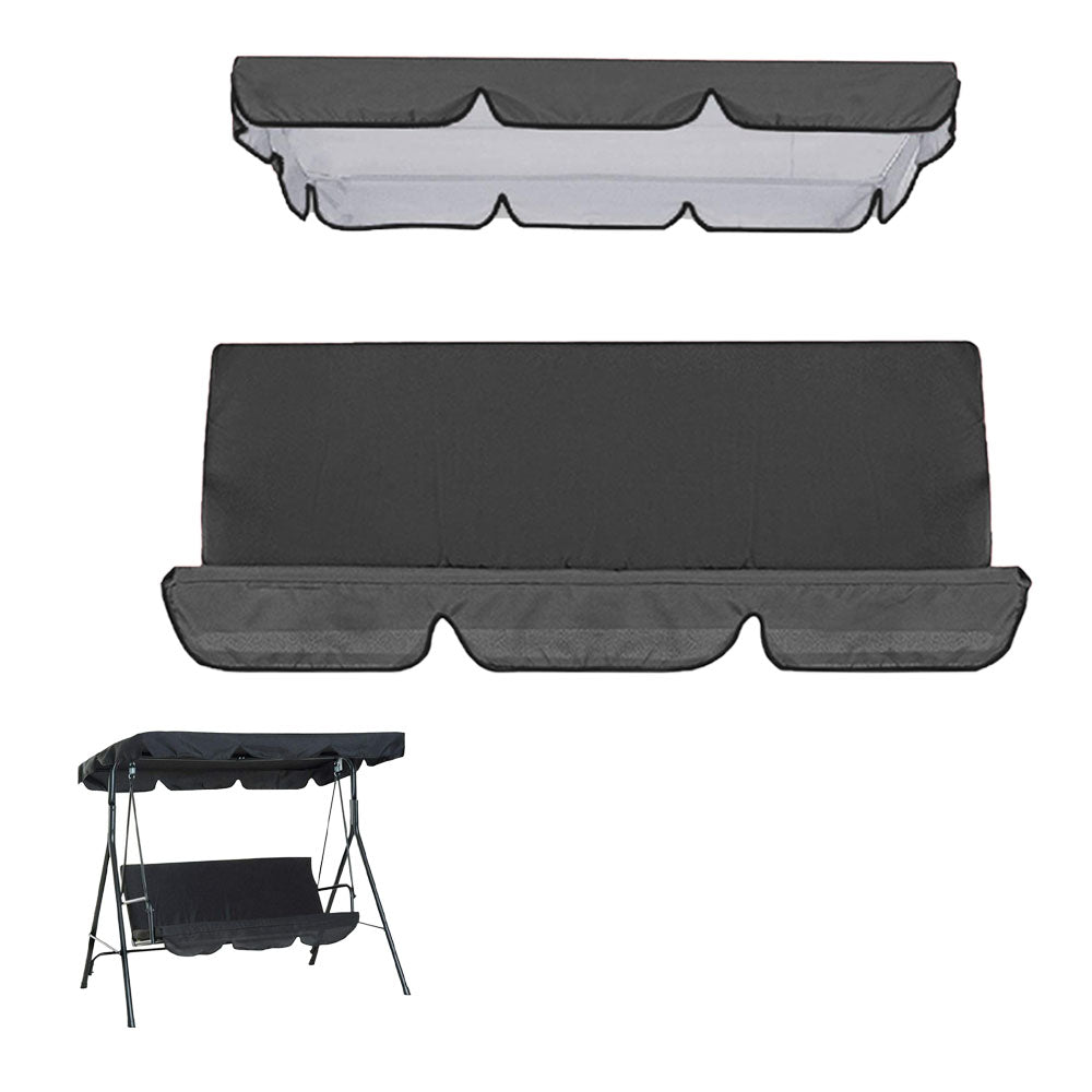 Waterproof Swing Canopy Swing Seat Sun Shade Cover with Seat Cover - Black