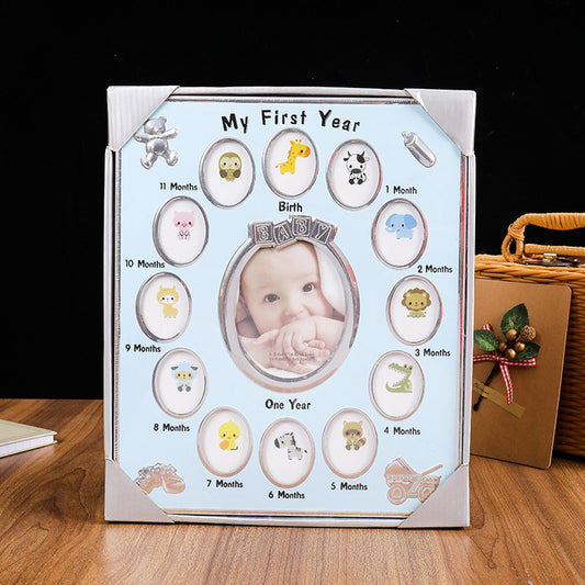 Baby's First Year Picture Photo Frame Baby Month Photo Frame - Blue
