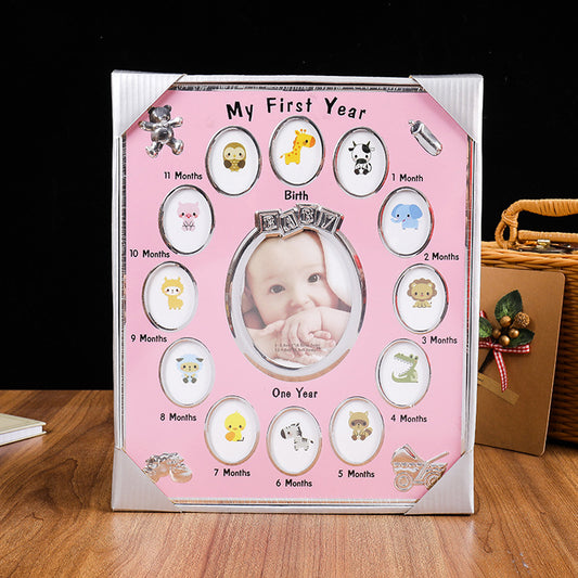 Baby's First Year Picture Photo Frame Baby Month Photo Frame - Pink