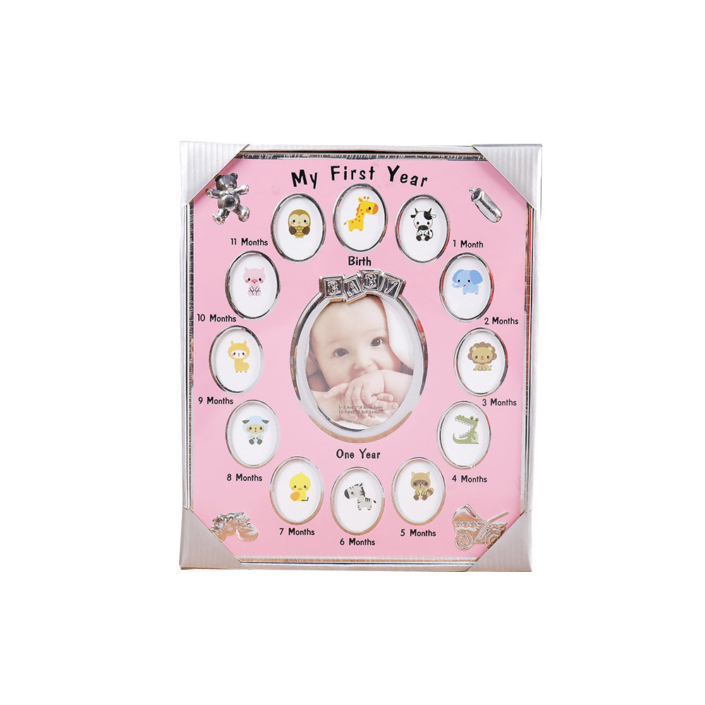 Baby's First Year Picture Photo Frame Baby Month Photo Frame - Pink