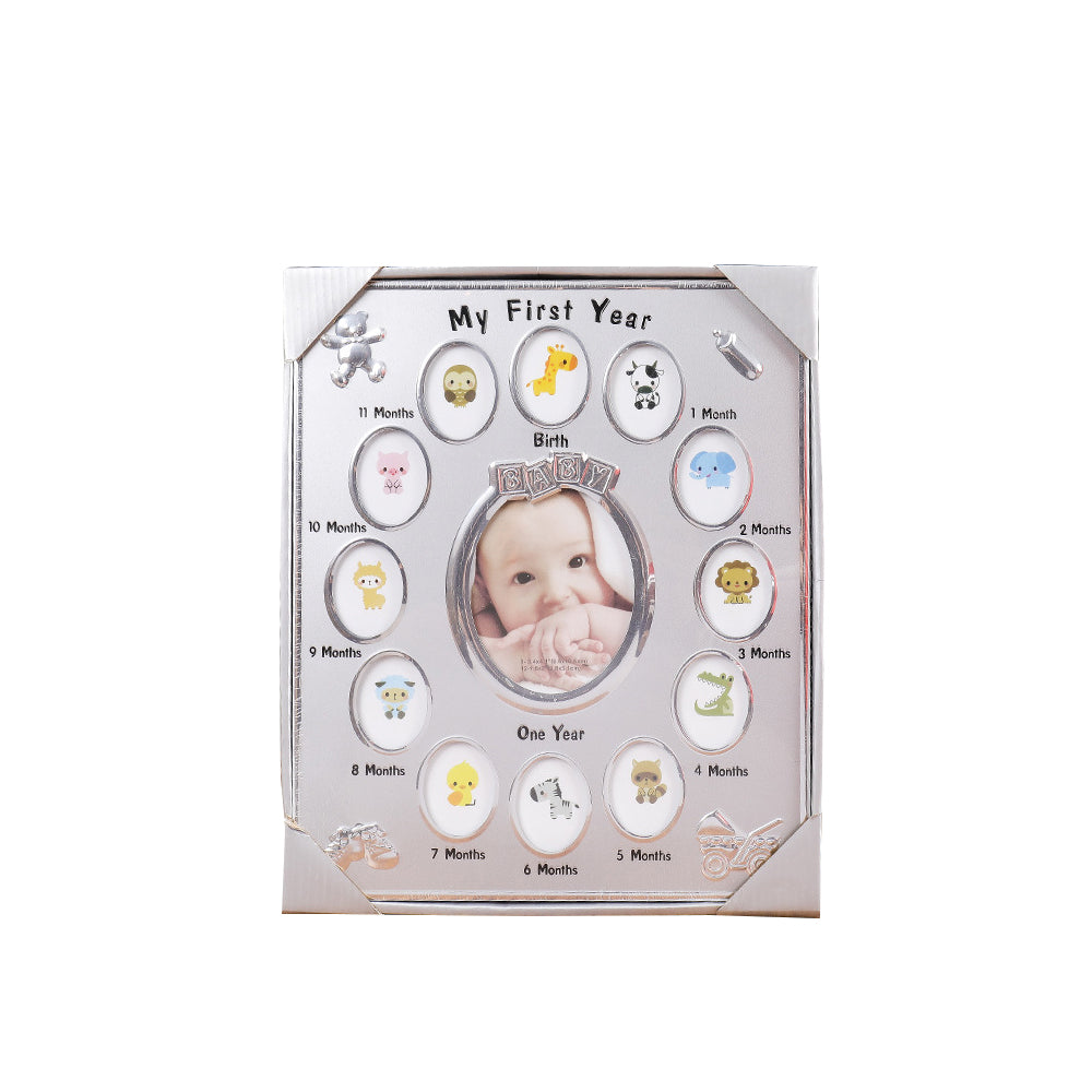 Baby's First Year Picture Photo Frame Baby Month Photo Frame - Silver