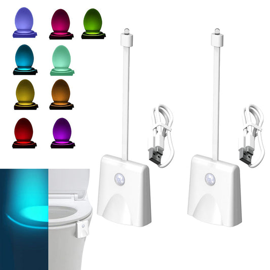 2Pcs Toilet Night Light with Star Projector Motion Sensor Activated LED Lamp