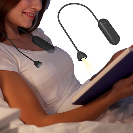 3-in-1 Book Light Reading Light Foldable Book Lamp Flexible Hanging Neck -Black