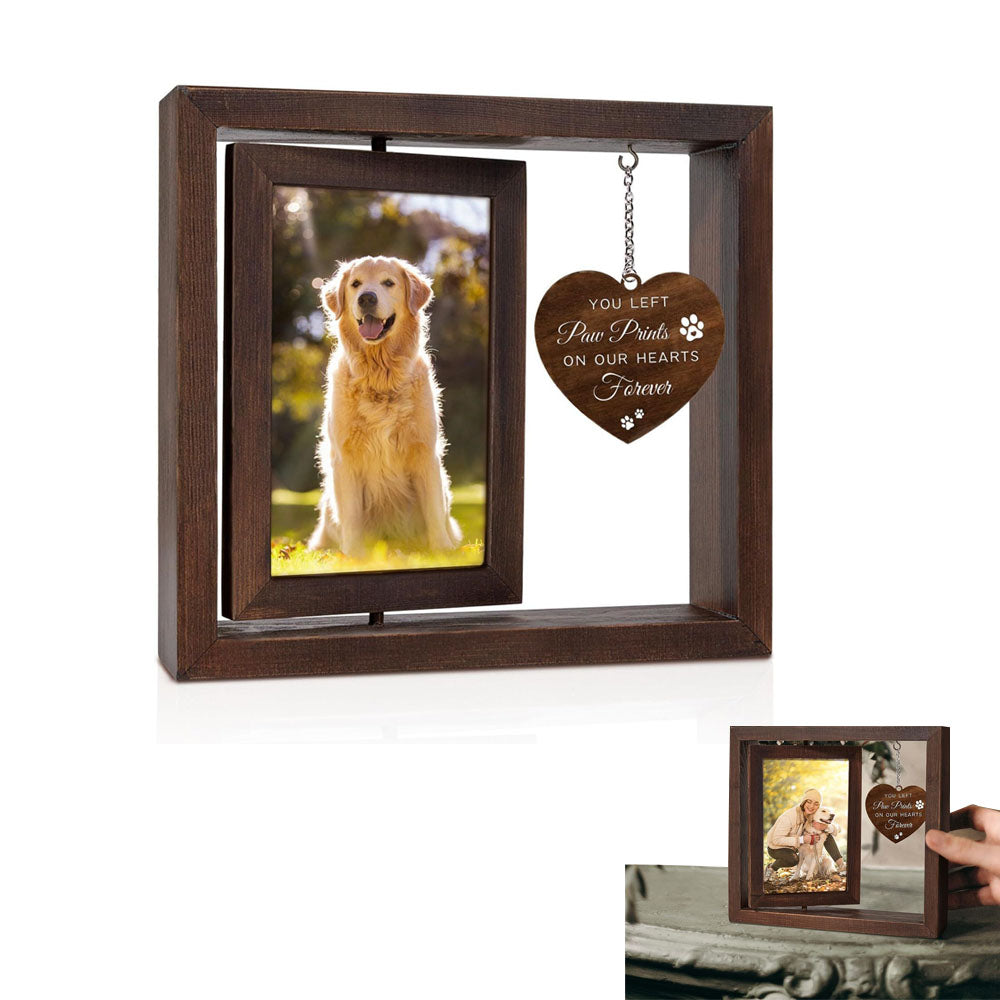 Pet Dogs Cats Rotating Wooden Picture Frame for 4x6 inch Photo