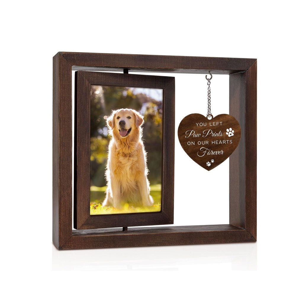 Pet Dogs Cats Rotating Wooden Picture Frame for 4x6 inch Photo