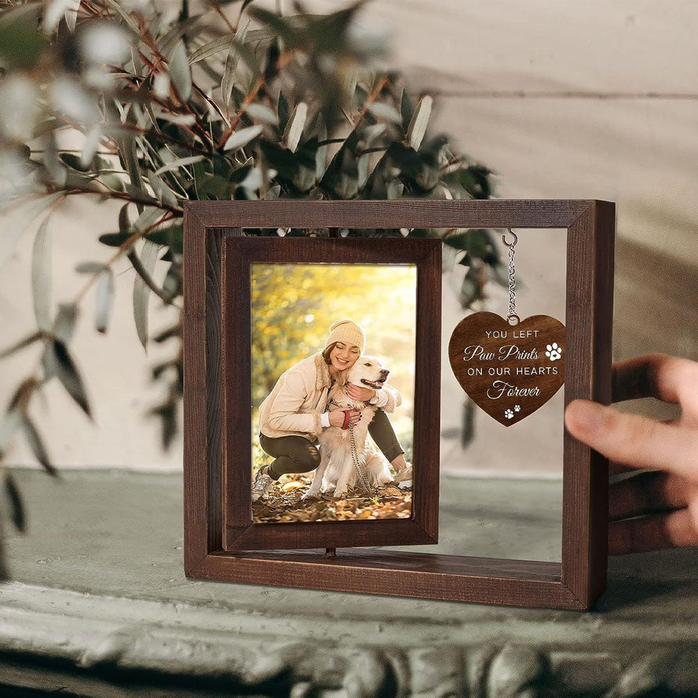 2Pcs Pet Dogs Cats Rotating Wooden Picture Frame for 4x6 inch Photo