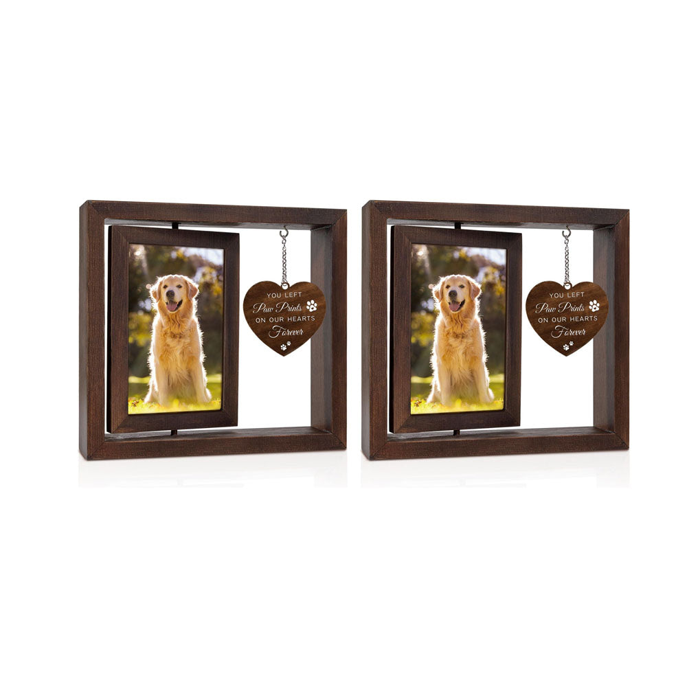 2Pcs Pet Dogs Cats Rotating Wooden Picture Frame for 4x6 inch Photo