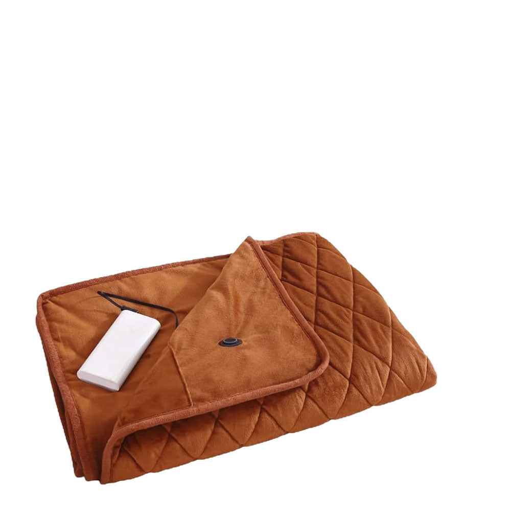 140x100cm USB Electric Heated Shawl Blanket with 3 Heating Levels Brown
