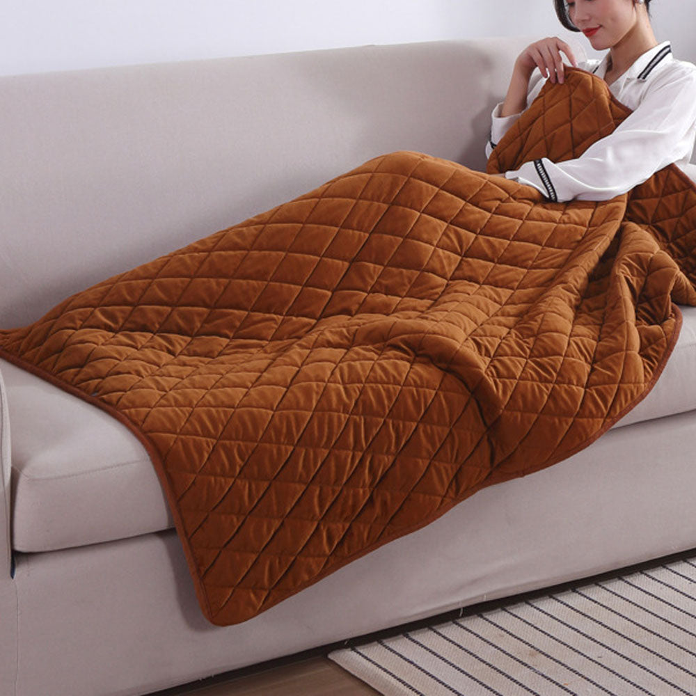 140x100cm USB Electric Heated Shawl Blanket with 3 Heating Levels Brown