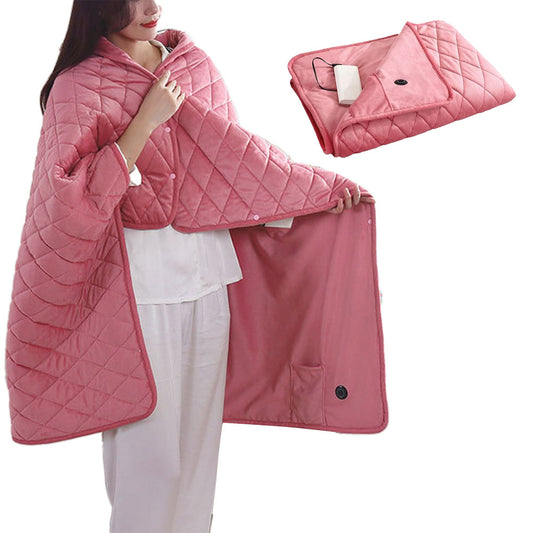 140x100cm USB Electric Heated Shawl Blanket with 3 Heating Levels Pink