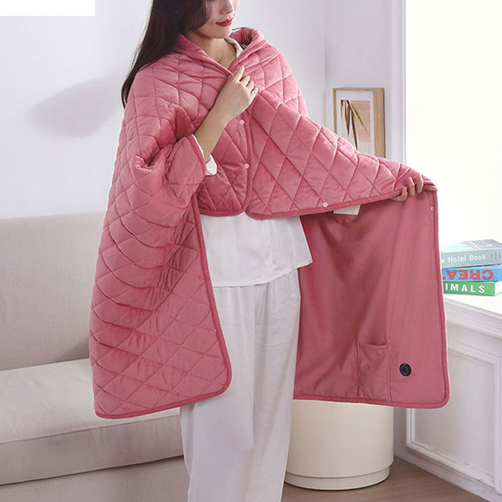 140x100cm USB Electric Heated Shawl Blanket with 3 Heating Levels Pink
