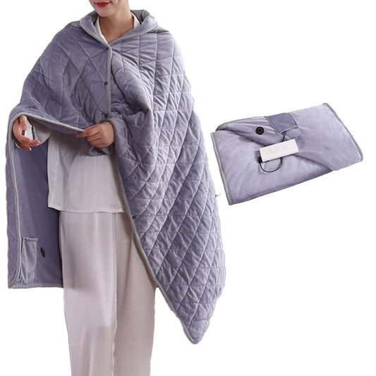 140x100cm USB Electric Heated Shawl Blanket with 3 Heating Levels Silver