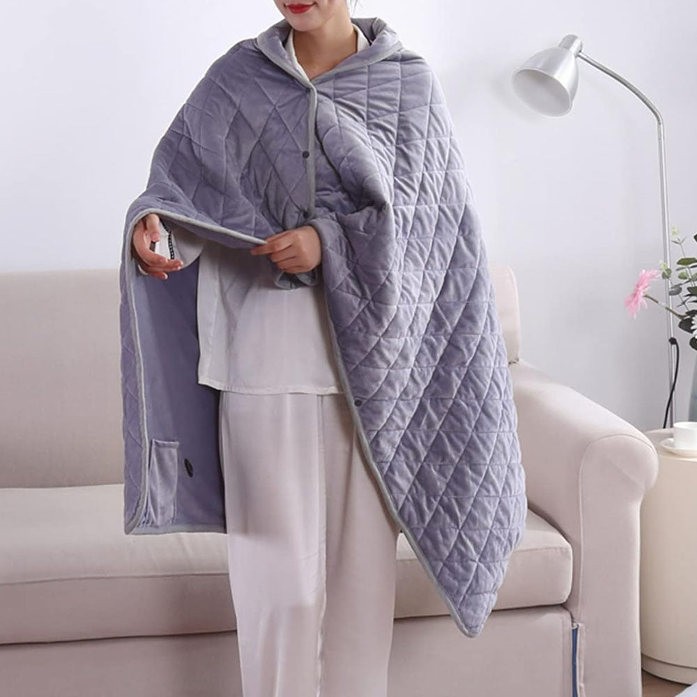 140x100cm USB Electric Heated Shawl Blanket with 3 Heating Levels Silver