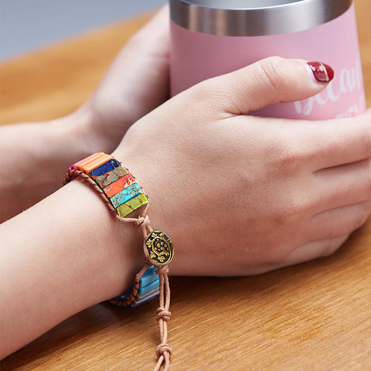 7 Chakra Bracelets Boho Leather Wrap Bracelet Women Men Friendship Jewelry ST1