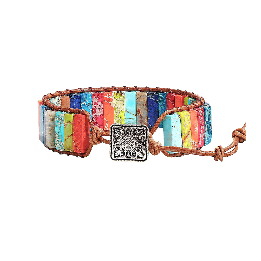 7 Chakra Bracelets Boho Leather Wrap Bracelet Women Men Friendship Jewelry ST2