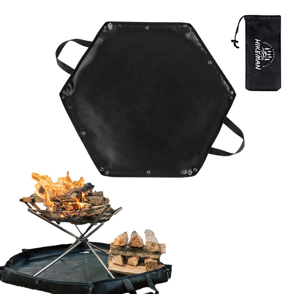 Fire Pit Fireproof Mat Hexagonal Foldable Firewood Bag Ember Heat Resistant Mat